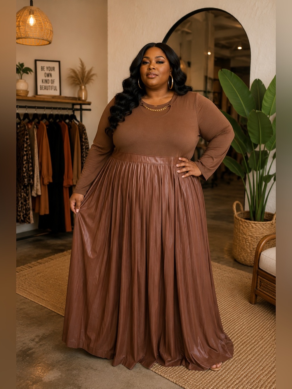 Boutique Brand Vegan MAXI DRESS WITH PLEATS